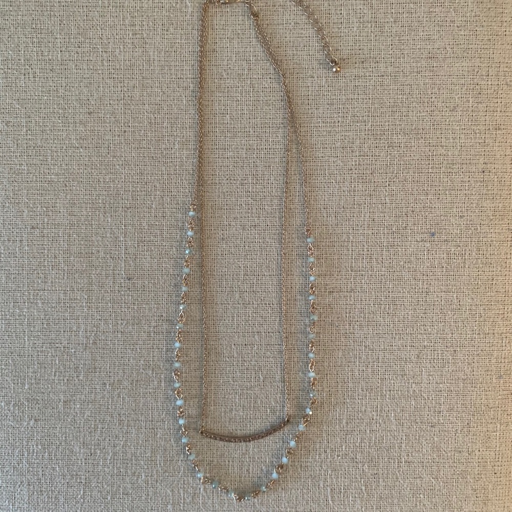 Double Layered Stone and Gold Necklace